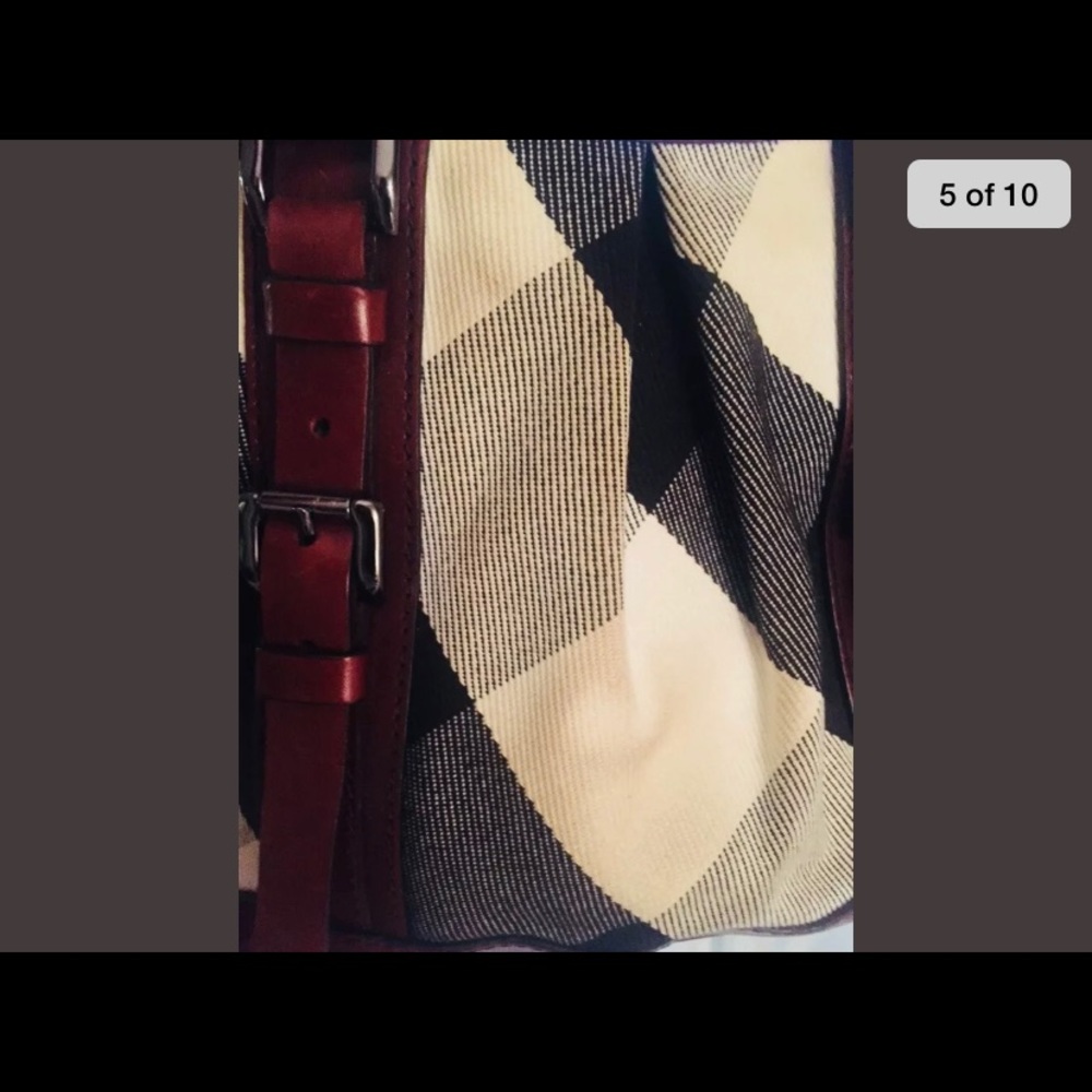 Burberry Check/Brown Leather Saddle Bag - Picture 5 of 12